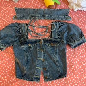 jean top with two collars